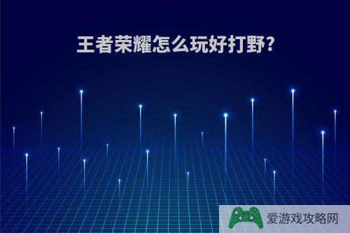王者荣耀怎么玩好打野?